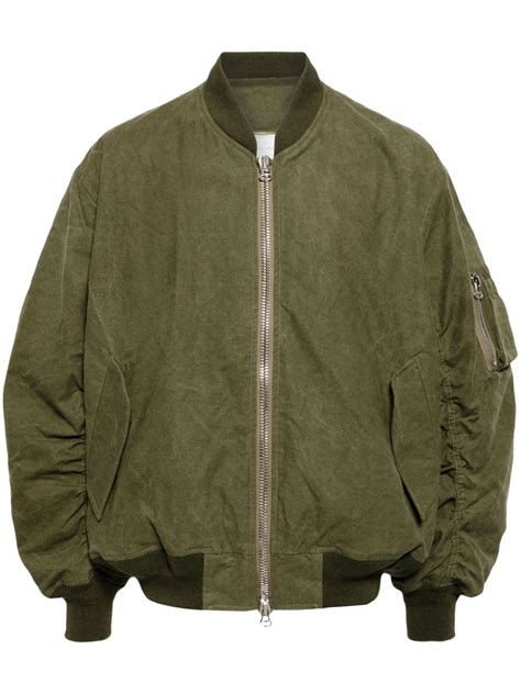 Blouson Bomber Jacket Khaki Cotton Canvas .